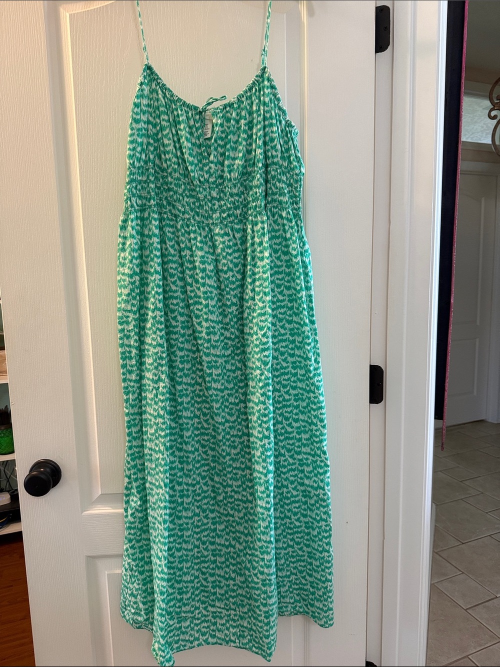 H&M Green and White Midi Sundress